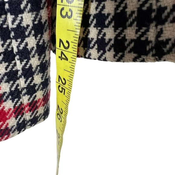 Vintage 80s Pendleton Navy Blue White Red Houndstooth Plaid Wool Blazer 22W - Picture 8 of 9